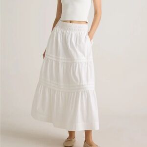 100% Organic Cotton Poplin Tiered Maxi Skirt